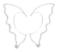 Yardenfun 1 Pair Rhinestone Wing Ear Cuff Earrings Fairy Elf Ear Wraps No Piercing Clip On Earrings For Women Girls Costume Accessories Silver