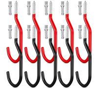 Yardenfun 10 Pcs Heavy Duty Bike Hooks with Expansion Tubes Rust-Resistant Coated Iron Bicycle Storage Hooks for Garage and Shed Wall Ceiling Mount Strong Weight Capacity Utility Hangers for