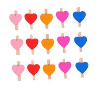 Yardenfun 100 Pcs Mini Wooden Heart Clothespins Photo Clips DIY Memo Pegs for Hanging Cards Snacks and Notes Household Use Portable and Sturdy Random Color