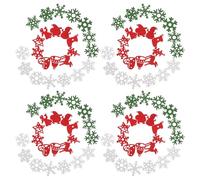 Yardenfun 100pcs Small Wood Snowflakes Christmas Decoration with Snowmen Reindeer Star Cutouts for DIY Crafts Winter Party Tree Ornaments Festive Wood Slices