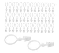 Yardenfun 100pcs White Curtain Rings with Clips for Roman and Tension Rods Smooth Finish Drapery Hooks Protecting Easy Adjust Resin Rings for Curtains Shower Clothes Gloves Hats