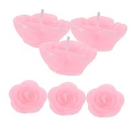 Yardenfun 12pcs Candles Pink Floating Candles for Home Decor Tealight Holders for Wedding Party Birthday