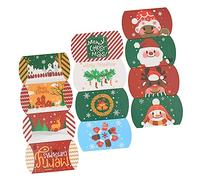 Yardenfun 12pcs Christmas Paper Pillow Boxes Gift Cases Party Favor Boxes with Festive Candy Packaging for Holiday Presents and Seasonal Celebrations