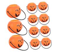 Yardenfun 12Pcs Halloween Pumpkin Candy Buckets with Smiling Face Design Mini Pumpkin Treat Holders for Boys and Festive Decor for Halloween Party Random Color and Style Random Color