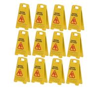 Yardenfun 12pcs Miniature Dollhouse Wet Floor Signs Plastic Educational Safety for Role Play Creative Storytelling and Public Safety Awareness