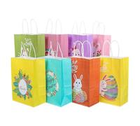 Yardenfun 12pcs Party Paper Pouch Easter Egg Pouches Finely Processed Brown Paper Bags with Delicate Design Lovely Style Decorate Your Home for Window Sill and Hotel Use Random Color