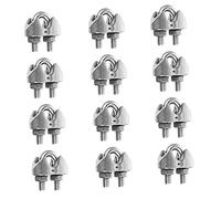 Yardenfun 12pcs Stainless Steel Wire Rope Clamps U Shaped Cable Clamps Heavy Duty Corrosion Resistant Hardware for Rigging and Securing Loads with Smooth Burr Surface