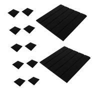 Yardenfun 12pcs Vertical Stripe Soundproof Wall Panels Self-Adhesive High Density Acoustic Tiles for Home Theater Bedroom Office Noise Absorption Polyethylene Material