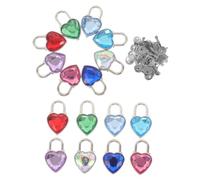 Yardenfun 16PCS Heart Shaped Rhinestone Mini Locks with Keys Small Padlocks for Jewelry Boxes Diaries Backpacks Decorative Love Keepsakes Portable Romantic Accessories
