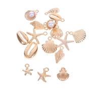 Yardenfun 16pcs Ocean Element Pendant Alloy Shell Star Charm for Diy Beach Necklace Tiny Charms Vacation Accessories Sea Jewelry Women Imitation Jewelry Making