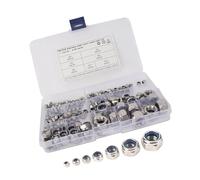 Yardenfun 185pcs Stainless Steel Nylon Lock Nuts Metric Fine Thread Anti-rotation Inserts for Indoor Outdoor Corrosion Resistance Mechanical Fastening
