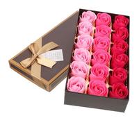 Yardenfun 18pcs Gradient Pink Rose Soap Flowers Set Box, Scented Artificial Soap Roses for Bath and Facial Use, Romantic Valentine’s Day for Women