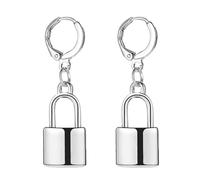 Yardenfun 1Pair All Match Lock Earrings for Women Punk Style Hip Hop Jewelry Durable Silver Earrings Unique Fashion Accessory for Any Occasion