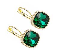 Yardenfun 1Pair Chic Crystal Ear Clip Earrings Lightweight Durable Fashion Ear Buckle for Women Elegant Statement Jewelry for Any Occasion of Emerald Style