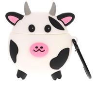 Yardenfun 1Pc Cartoon Cow Silicone Earbuds Case Durable Protector for Wireless Earbuds Box with Hanging Cute Design for Easy Access present for Cow Lovers