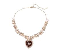 Yardenfun 1Pc Heart Shaped Pearl Clavicle Chain Necklace for Women Elegant Valentine Neck Jewelry Retro Braided Design Her Special Occasions
