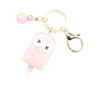 Yardenfun 1pc Lovely Ice Cream Shaped Keychain Pendant Cute Summer Bag Decoration for Keys Acrylic Hanging Ornament Light Pink for Friends and Classmates