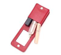 Yardenfun 1pc Mini Cosmetic Bag Zipper Wallet Pocket for Daily Use Compact Storage Organizer with Mirror for School Shopping and Work Red