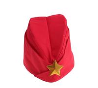 Yardenfun 1PC Red Russian Military Sailor Beret with Gold Star Tricorne Style Boat Hat for Stage Performance and Dance