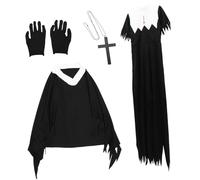 Yardenfun 1PC Zombie Nun Costume for Halloween Party Scary Adult Uniform Creative Halloween Decor Fashionable Fancy Dress for Women Comfortable and Made Outfit