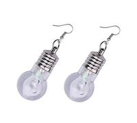 Yardenfun 2 Pairs Light Bulb Drop Earrings Neon Colorful Dangle Party Ear Pendants for Nightclub Wear Creative Glow Lamp Bulb Earrings