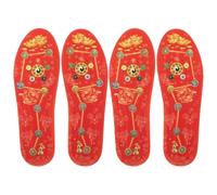 Yardenfun 2 Pairs Red Animal Year Shock Absorbing Insoles Breathable Sweat Absorbing Soft Cushion Inserts for Men Women Sports Sneakers Boots with Seven-Planet Alignment Design for Comfort