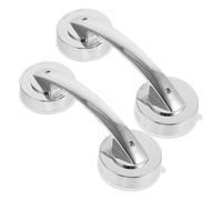Yardenfun 2 Pcs Silver Suction Bathroom Grab Bars Portable Abs Door Handles for Elderly Support Easy Install Suction Cup Grip for Shower Tub Glass Kitchen Weight Capacity