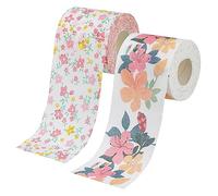 Yardenfun 2 Rolls Floral Printed Toilet Paper with Decorative Flower Pattern Skin Friendly Soft Tissue for Home Office Use Compatible with Dispensers Comfortable and Practical Bathroom