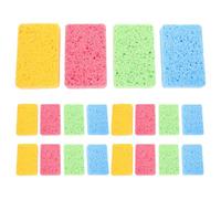 Yardenfun 20pcs Natural Compressed Wood Pulp Kitchen Sponges Set, Reusable Dishwashing Scrub Pads Multi-Color (Gold, Sky Blue, Green, Pink) 11x7x2cm for Household Cleaning