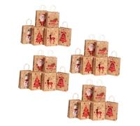 Yardenfun 24pcs Christmas Kraft Paper Bags Set Twisted Handles, Small 21x15x8cm Xmas Party Bags for Candy, Presents, and Holiday Treats Packaging