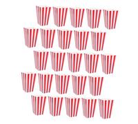 Yardenfun 25pcs Striped Paper Popcorn Containers Capacity Popcorn Buckets for Movie Theaters and Parties Versatile Snack Holders Appetizers with Classic Red and White Carnival Design