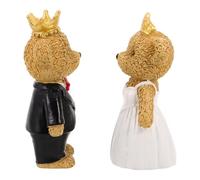 Yardenfun 25th Wedding Anniversary Romantic Resin Couple Bear Sculpture Cake Topper Featuring Charming Wedding Cake Topper Set of 2pcs, for Engagement or Bouquet Decoration