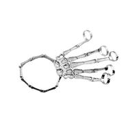 Yardenfun 2Pcs Alloy Skeleton Hand Bracelet for Men Women Gothic Cosplay Accessories for Parties Halloween Stylish Hand Rings for Street Dancing Vocal Concerts