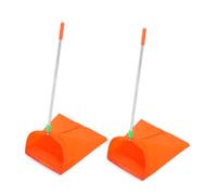 Yardenfun 2pcs Anti-Wind Long Handled Dustpan with Aluminum Frame for Garden Waste Collection Foldable Portable Leaf Collector for Courtyard Garage Office Orange