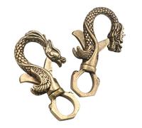 Yardenfun 2Pcs Antique Brass Keychain Clasp Dragon Clips for Men Vintage Chinese Style Key Chain Hooks Practical Carrying Capacity