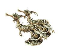 Yardenfun 2pcs Antique Finish Brass Seahorse Statue Vintage Sculptures for Home Office Garden Decor Solid Brass Seaside Animal Figurines