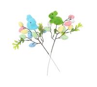 Yardenfun 2pcs Artificial Easter Egg Picks with Foam Speckled Eggs and Bunny Stems Durable Festive Decorations for Floral Arrangements Spring Holiday Table Centerpiece Home