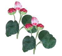 Yardenfun 2PCS Artificial Lotus Flower Bouquet Small EVA Simulation Lotus Flower Branches for Home Office Temple Decor Symbolizing Purity and Harmony Easy Maintenance Floral Arrangement