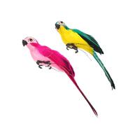 Yardenfun 2pcs Artificial Parrot Statue Foam 25cm Lifelike Simulated Parrot Ornament for Wall Hanging and Garden Decoration Green and Rose Red Decorative Adornment