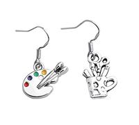 Yardenfun 2pcs Artist Paint Brush Pendant Earrings Art Student Teacher Jewelry Paint Brush Holder Unique for Female Friends Lover