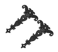 Yardenfun 2pcs Black Zinc Alloy Shaped Heavy Duty Door Hinges for Cabinets Cupboards and Exterior Doors Durable Vintage Style Replacement Hardware for Home and Office Use