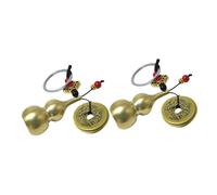 Yardenfun 2pcs Brass Feng Shui Gourd Keychain with Five Emperor Coins Luck Keyring for Wealth and Prosperity Stylish Chinese Year Key Ring for Home Office and Vehicle