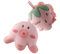 Yardenfun 2pcs Cartoon Bath Balls Mesh Shower Scrubbers for Body Cleansing Reusable Bath Sponge Puff with Rich Cute Pink Strawberry Octopus Designs Gift for Men and Women