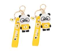 Yardenfun 2pcs Cute Panda Keychain Adorable Cartoon Hanging Decor Versatile Keychain Pendant for Bags Backpacks Friends Family Yellow Design