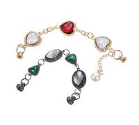 Yardenfun 2pcs DIY Phone Chain with Heart Pearl Gemstone Beaded Alloy Bracelet for Mobile Phone Case Decoration and Hanging Bracelet Accessory