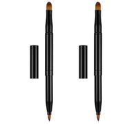 Yardenfun 2pcs Double-headed Makeup Brush Retractable Dual-purpose Cosmetic Brush Black Plastic and Artificial Fiber for Professional Use and Daily Use
