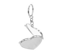 Yardenfun 2pcs Double-sided Foldable Mini Round Cosmetic Mirror Keychain Silver Heart Shape Compact Makeup Accessory Lightweight for Backpack Handbag