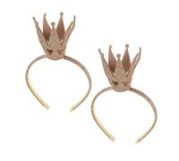 Yardenfun 2pcs Glittering Gold Crown Headbands for Women and Birthday Party Tiara Hairbands Reusable Shiny Princess Queen Headpieces for Halloween Christmas Role Play and Celebration