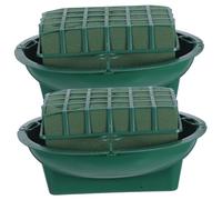 Yardenfun 2pcs Green Floral Foam Bowls with Plastic Pots for Flower Arrangements Oasis Flower Arranging Base for Dried and Artificial for Party Centrepieces and Wedding Decor