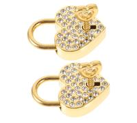 Yardenfun 2pcs Heart Shaped Love Locks with Keys Sparkly Rhinestones Metal Padlocks for Luggage Jewelry Boxes Diaries for Couples and Friends Charming Decorative Travel Locks